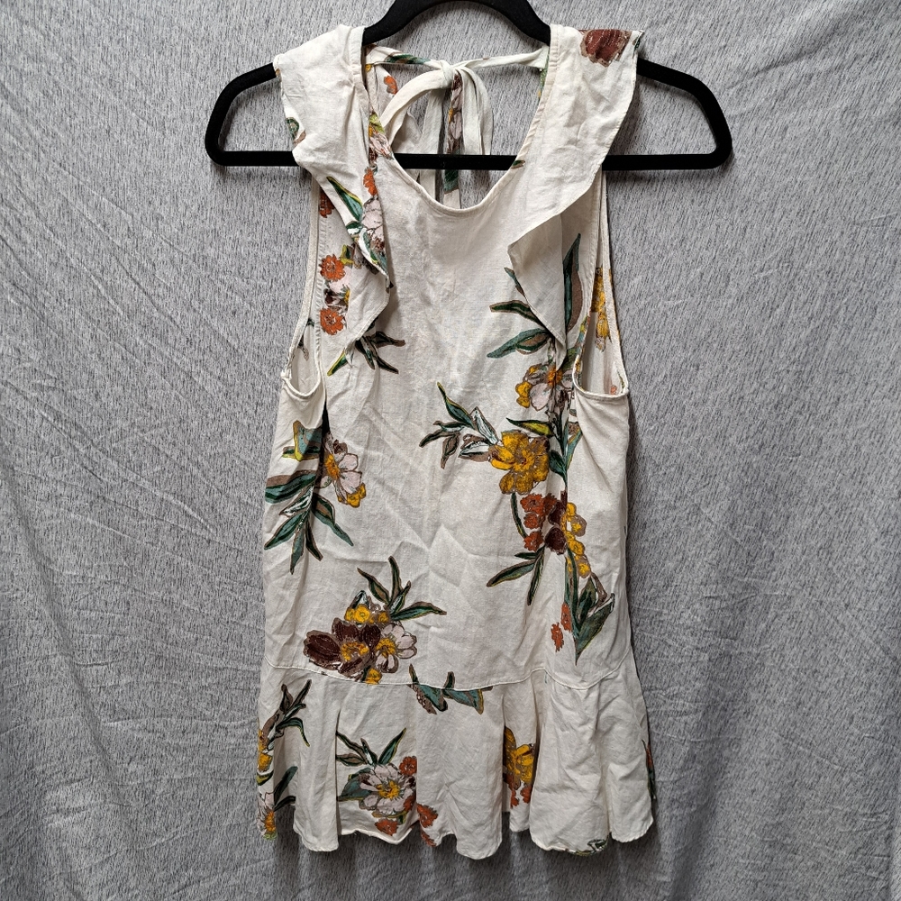 Free People Women's Summer in Tulum linen blend sleeveless floral tunic …